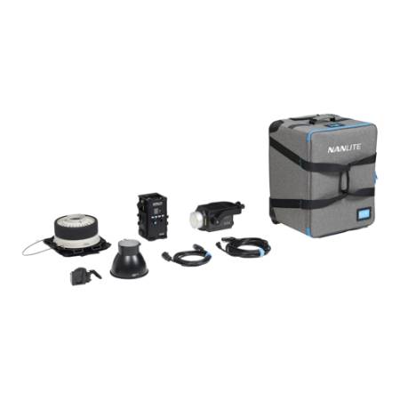Nanlite Forza 300B II + FL-20G - zestaw, lampa LED Forza 300B II Bi-color, 2700-6500K, CRI 96, Fresnel, walizka_Zawartość zestawu_4